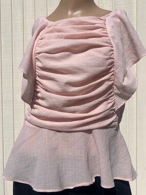 Max Studio London Blush Pink Ruffle Shirt Size L